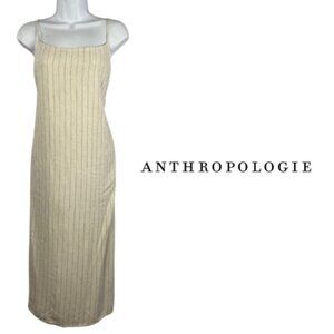 Anthropologie Lost in Lunar Striped Linen Blend Midi Dress   Size Small